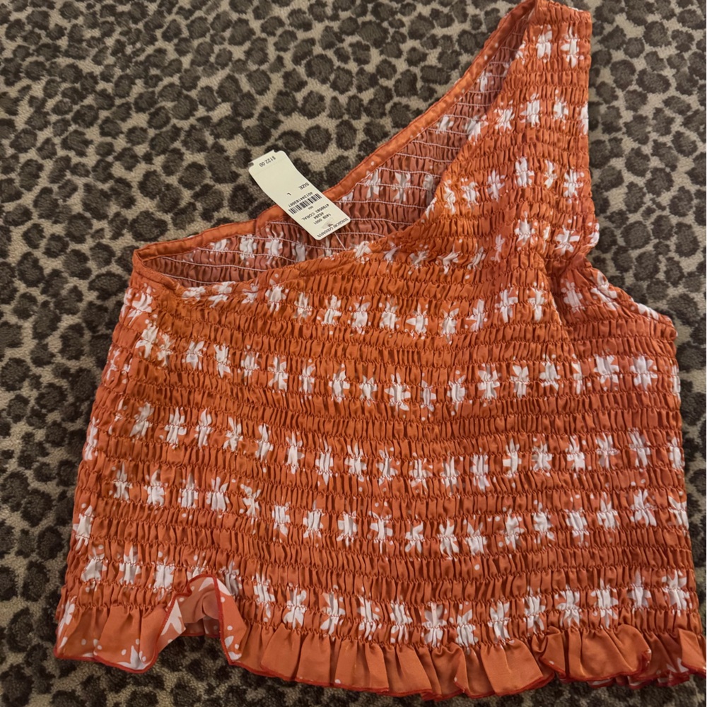 Orange Smocked Off the shoulder top
